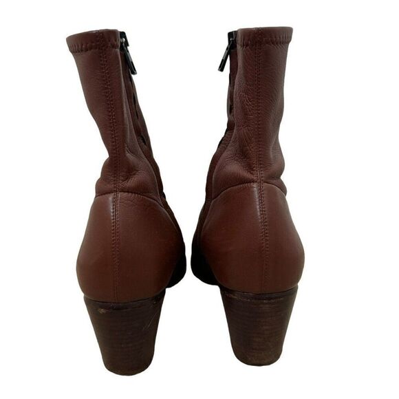 Vince Hayek Stretch Leather Booties Brown Pointed Toe Ankle Glove Boot Sz 41 - Picture 6 of 8